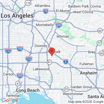 Map to Dental Care of Norwalk office in Norwalk, CA