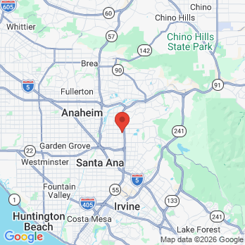 Map to Russell Kelly, DDS office in Orange, CA