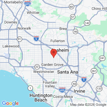 Map to San Angel Dental office in Anaheim, CA