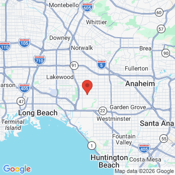 Map to JJ Family Dental office in Los Alamitos, CA