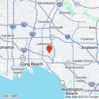 Map to Accu Dental Group office in Long Beach, CA