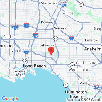 Map to Golden Coast Dental Care office in Long Beach, CA