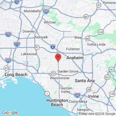 Map to Rocedent Family Dental office in Anaheim, CA