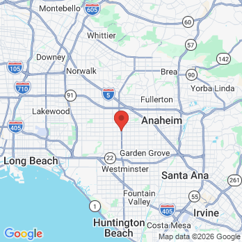 Map to Rocedent Family Dental office in Anaheim, CA