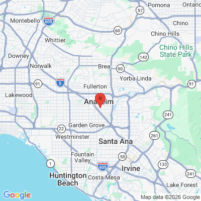 Map to Walnut Grove Family Dentistry office in Anaheim, CA