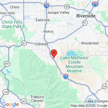 Map to Cajalco Dental office in Corona, CA