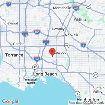 Map to Dr. Burns DDS office in Lakewood, CA