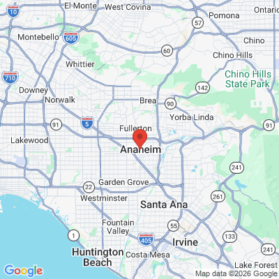 Map to Dental Wellness of Anaheim office in Anaheim, CA
