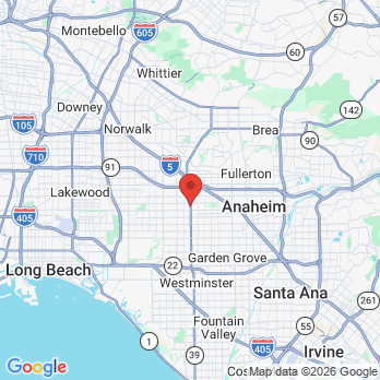 Map to San Angel Dental office in Buena Park, CA