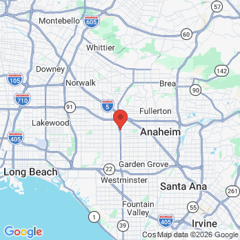 Map to Nusmile Dental office in Buena Park, CA
