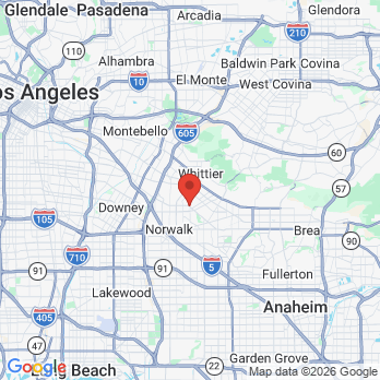 Map to Family Dentistry office in Whittier, CA