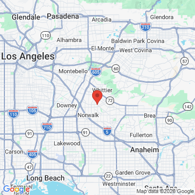 Map to Liberty Smile Center of Whittier office in Whittier, CA