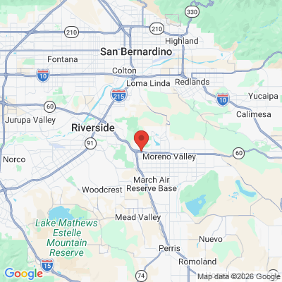 Map to Grandview Endodontics office in Moreno Valley, CA