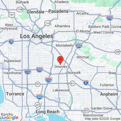 Map to Valley Family Dental Group office in Downey, CA