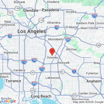 Map to Gallatin Dental Group office in Downey, CA