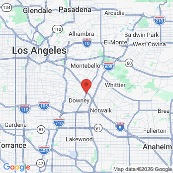 Map to Downey Family Cosmetic Dentistry office in Downey, CA