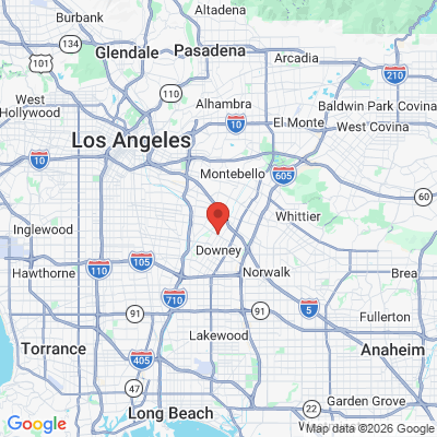 Map to The Downey Dentist  office in Downey, CA