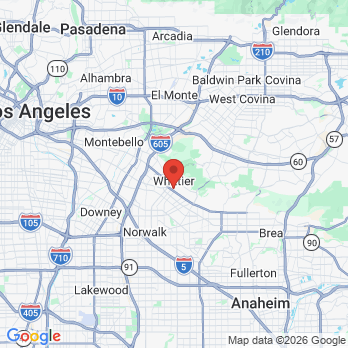 Map to Dr. Oariona Lowe and Dr. Evangelos Rossopoulos office in Whittier, CA