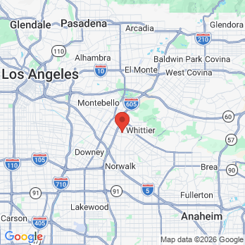 Map to Washington Dental Group office in Whittier, CA