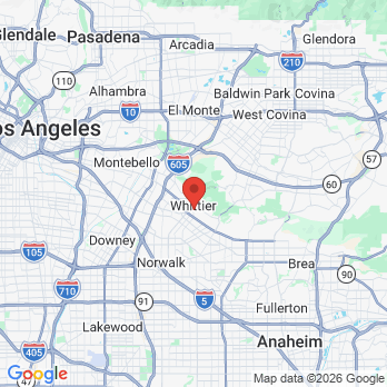 Map to The Whittier Dentist  office in Whittier, CA