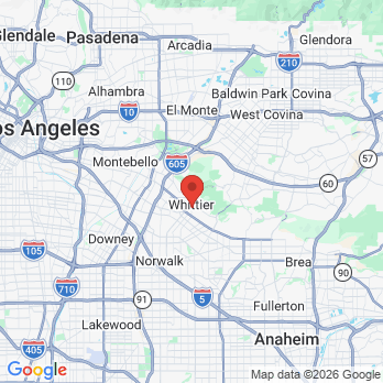 Map to Fabrizio Dall'Olmo DDS office in Whittier, CA