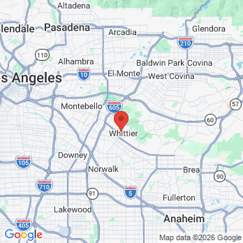 Map to 123 Greenleaf Dental Care office in Whittier, CA