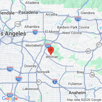 Map to Uptown Dental Group office in Whittier, CA