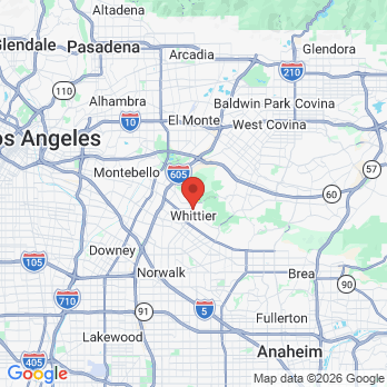Map to Bailey Family Dental office in Whittier, CA