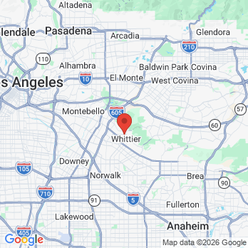 Map to violet akhondzadeh dds office in Whittier, CA
