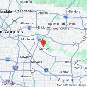 Map to Whittier Dental Arts office in Whittier, CA