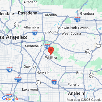 Map to Stuart M. Clements, DDS office in Whittier, CA