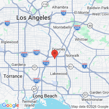 Map to Paramount Dental Care Dr. Ali Shahidi office in Paramount, CA