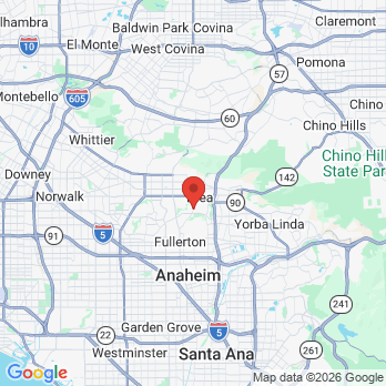 Map to Fullerton Dental Associates office in Fullerton, CA
