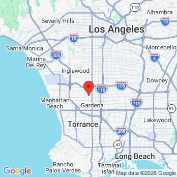 Map to South Bay Dentistry & Orthodontics office in Gardena, CA