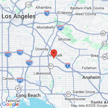 Map to Norwalk Dental Center office in Norwalk, CA