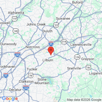 Map to Tebo Dental office in Lilburn, GA