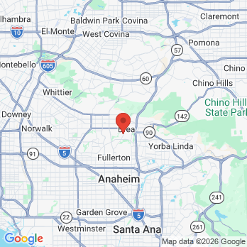 Map to Fullerton Dental Care office in Brea, CA