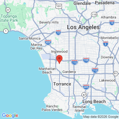 Map to The Hawthorne Dentist office in Hawthorne, CA