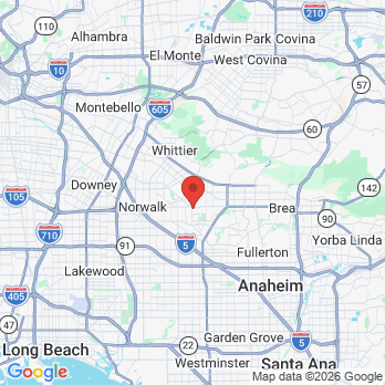 Map to Olive Tree Dental office in La Mirada, CA