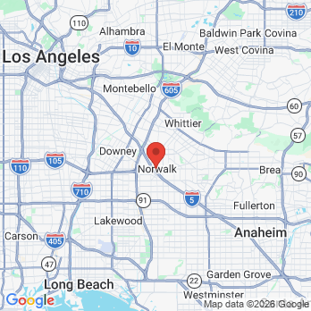 Map to PHD Dental of Norwalk office in Norwalk, CA