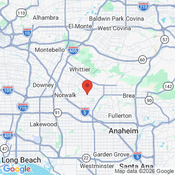 Map to La Mirada One Dental office in La Mirada, CA
