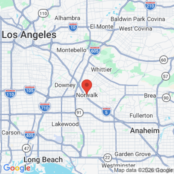 Map to Paddison Dental Group office in Norwalk, CA
