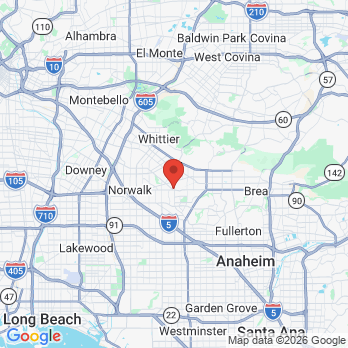 Map to Children's Happy Teeth, La Mirada office in La Mirada, CA