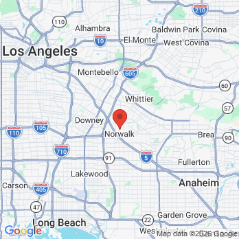 Map to Norwalk Village Dental Center office in Norwalk, CA