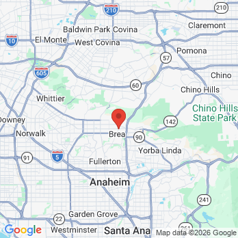 Map to Brea Dental Care office in Brea, CA
