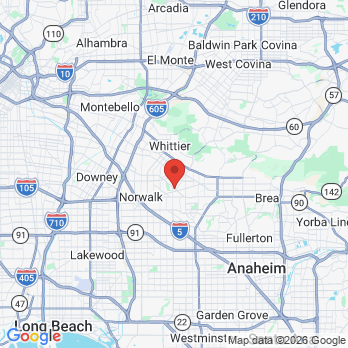 Map to Whittier-California Dental Group office in Whittier, CA