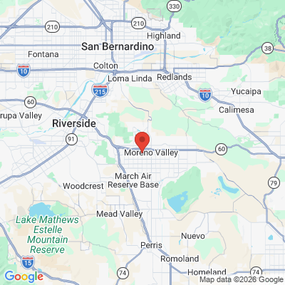 Map to Moreno Valley Dentist office in Moreno Valley, CA