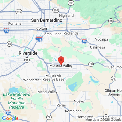 Map to  office in Moreno Valley, CA