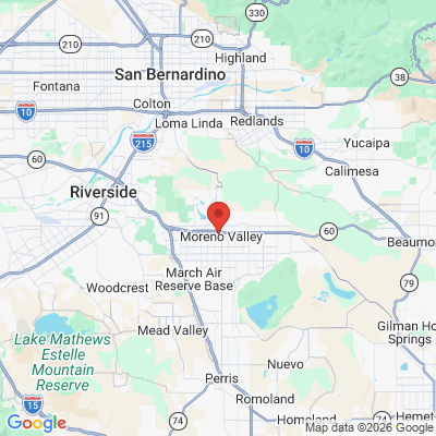 Map to  office in Moreno Valley, CA