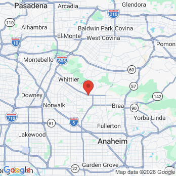 Map to Whittier Dental office in Whittier, CA